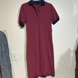 Hunters run Classic Striped Polo Dress in Red and Navy